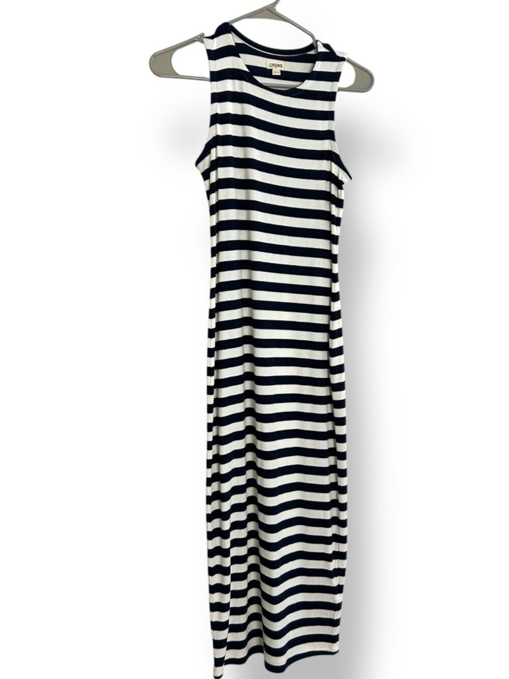 L'agence Women's Nura Striped Tank Midi Dress Sz XS Scoop Neck Racer Back